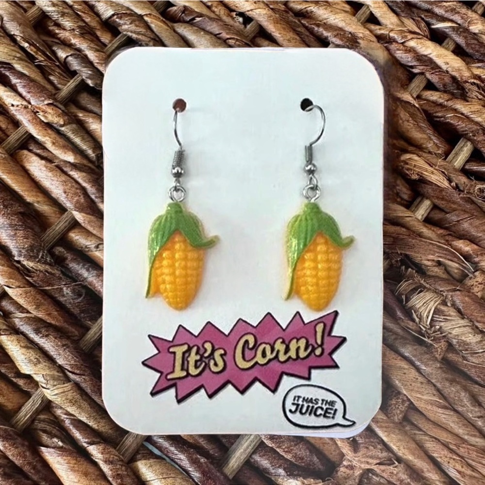 "It's Corn!" New Handmade Corn Cob Dangle Earrings (1.75” long x 0.6” wide)